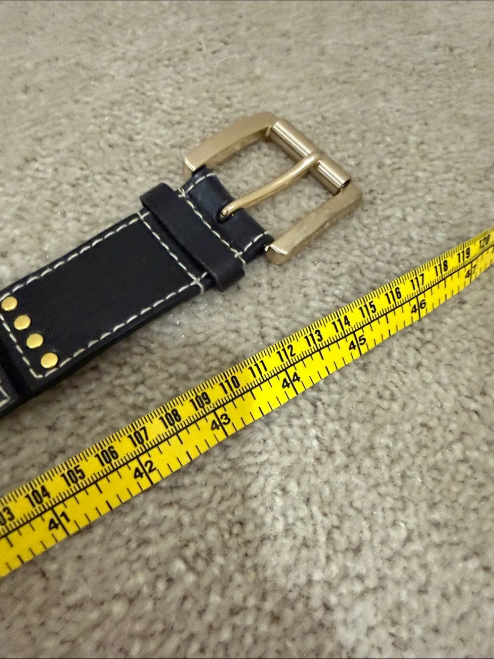 Michael Kors Black Leather Belt with Gold Studs and Buckle